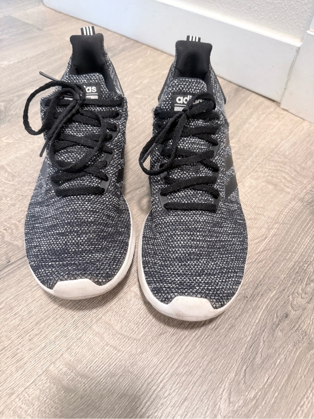 adidas Men's Black and Gray Knit Athletic Sneakers
